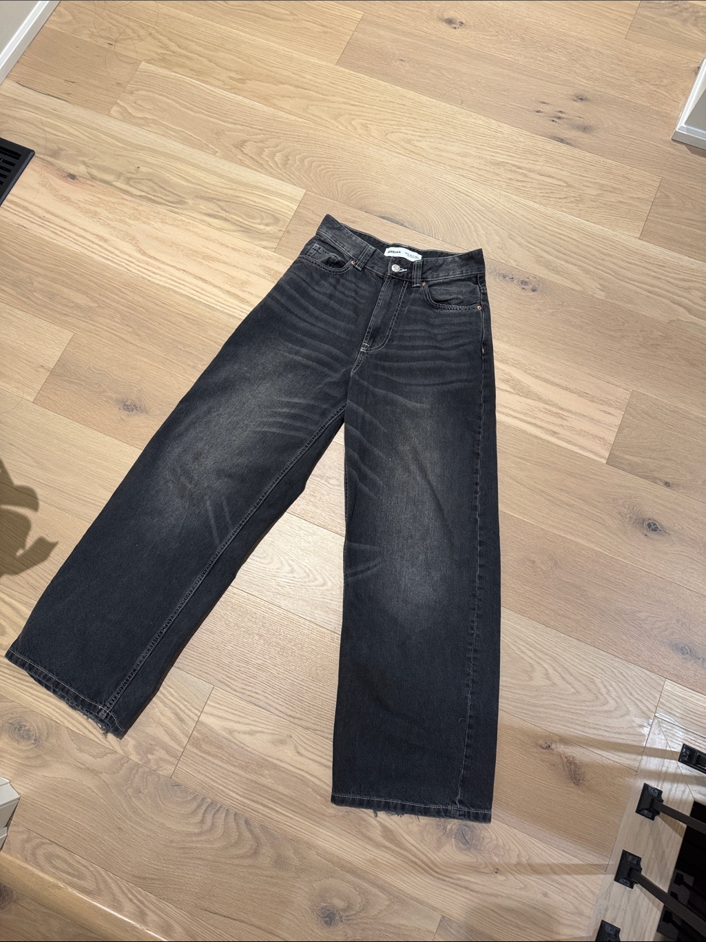 Bershka Black Relaxed Wide-Leg Jeans